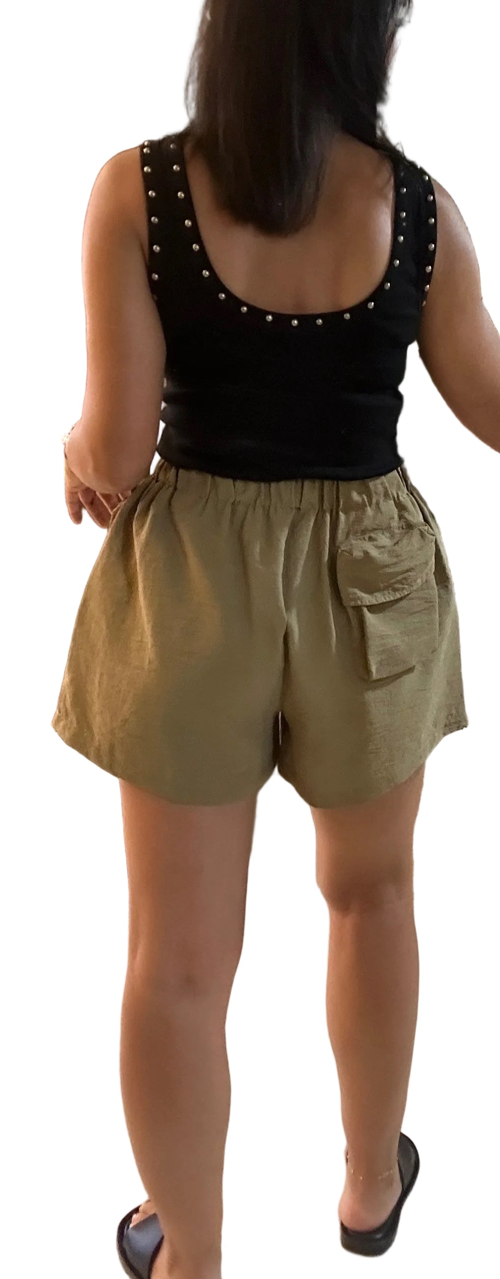 Olive Green Cargo Utility Shorts - OVERSIZED-