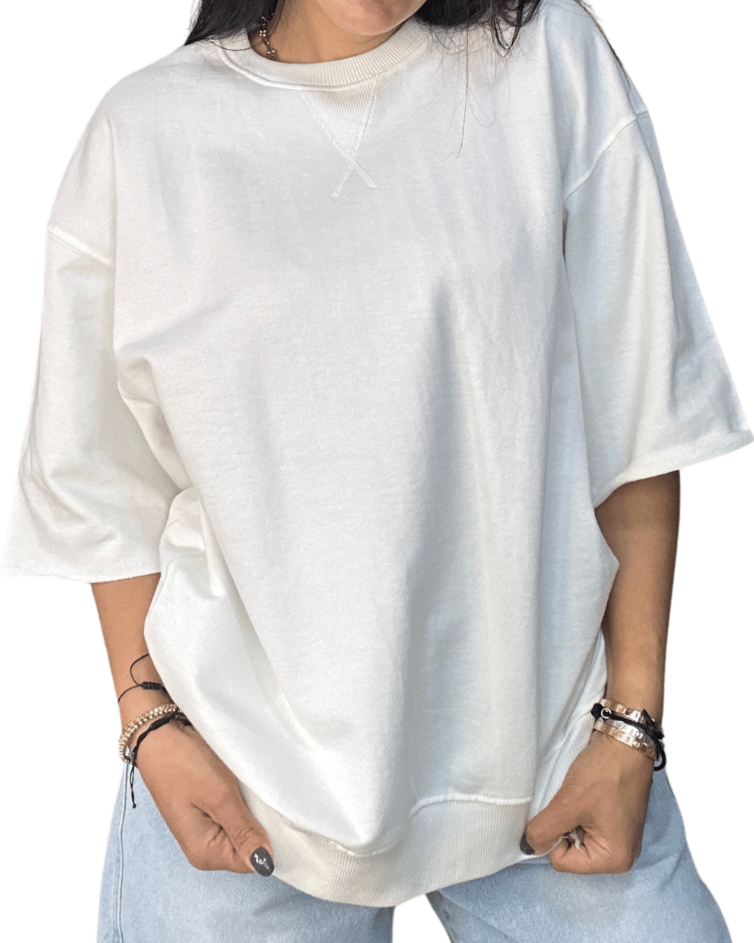 Half-Sleeve Oversized Sweater