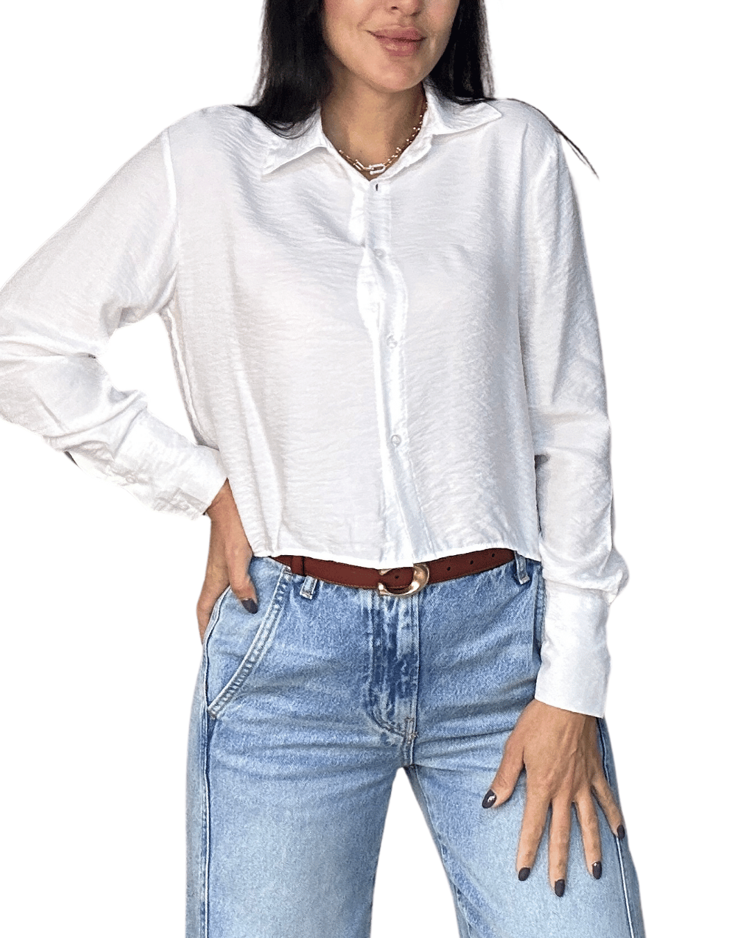 Minimalist Crop Shirt – Ecru