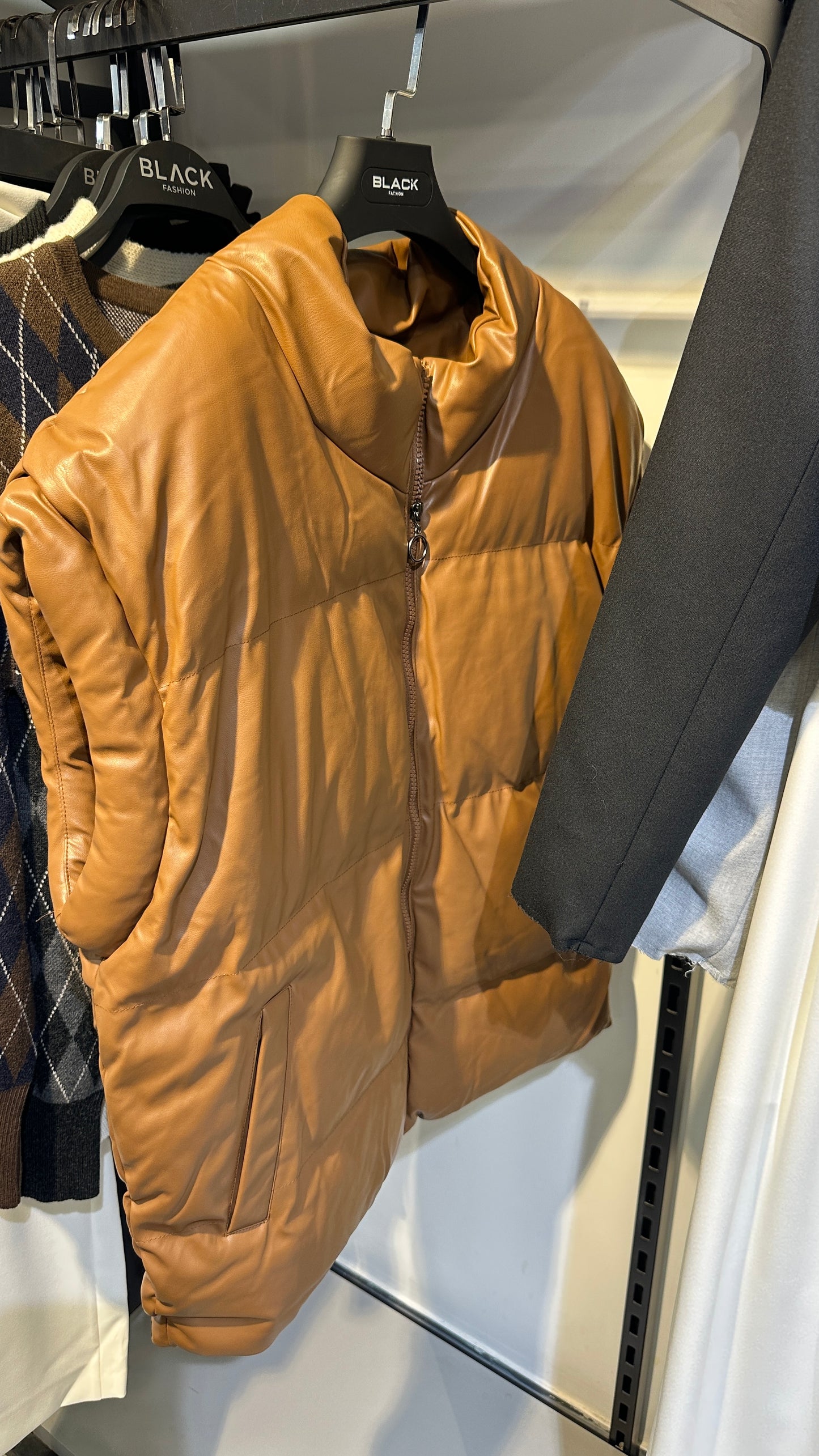 Faux Leather Vest -Camel Color - Oversized