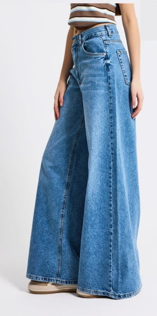 Palazzo Blue Denim Jeans -Cotton 100%-