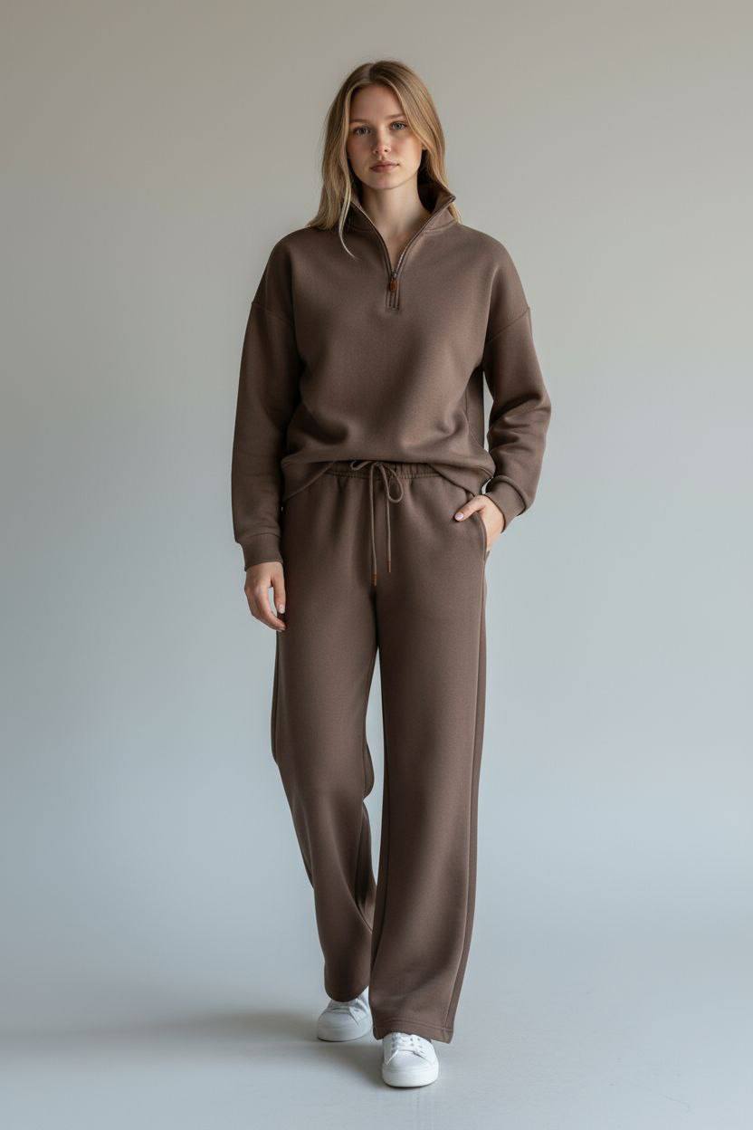 Sweatsuit Brown Color - Elastic Waist