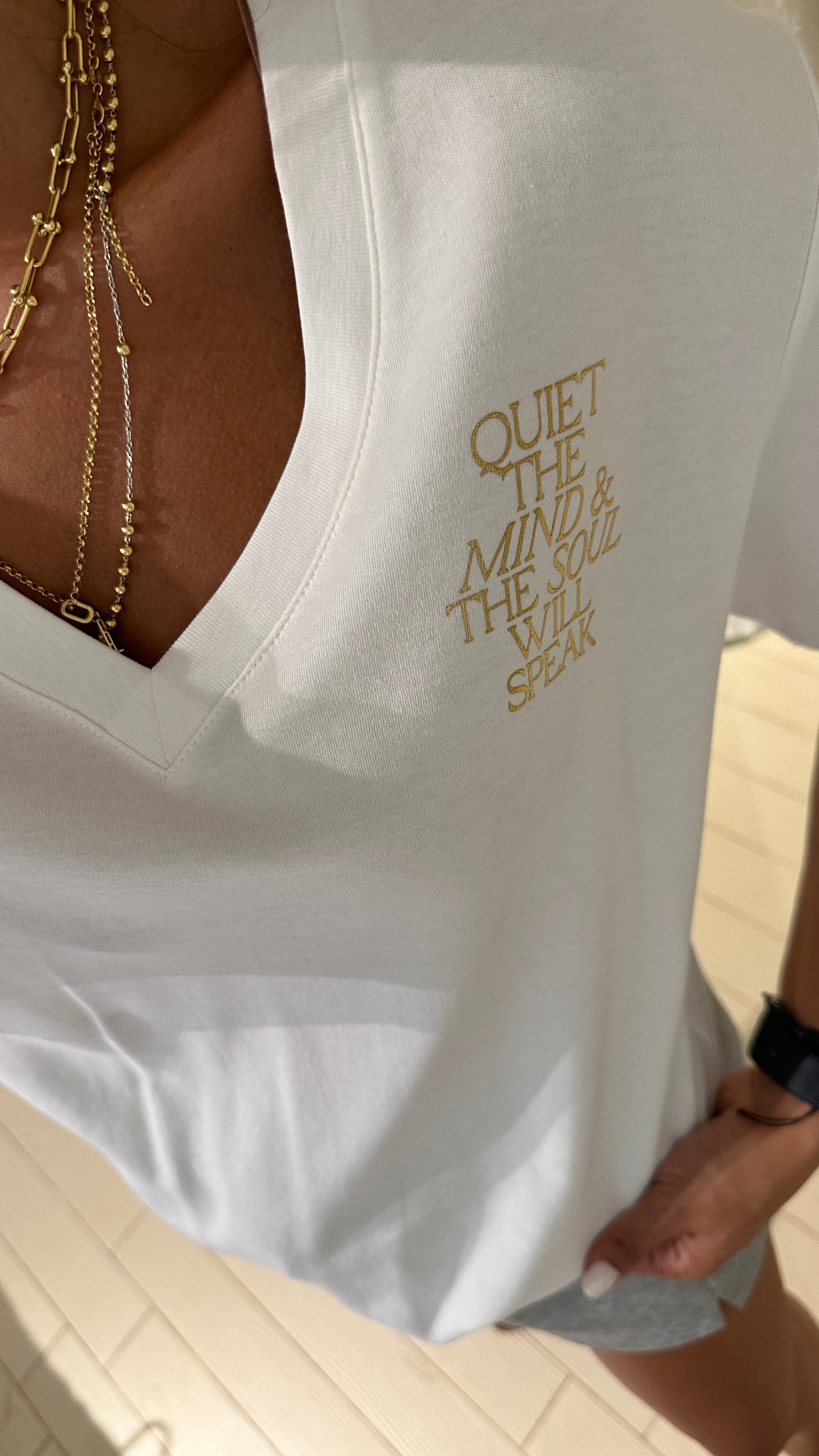 "Quiet the Mind" V-Neck Tee