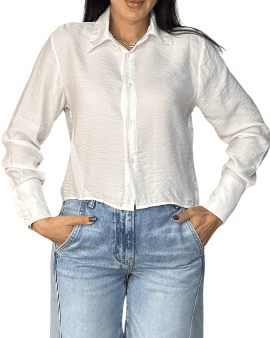 Minimalist Crop Shirt – Ecru