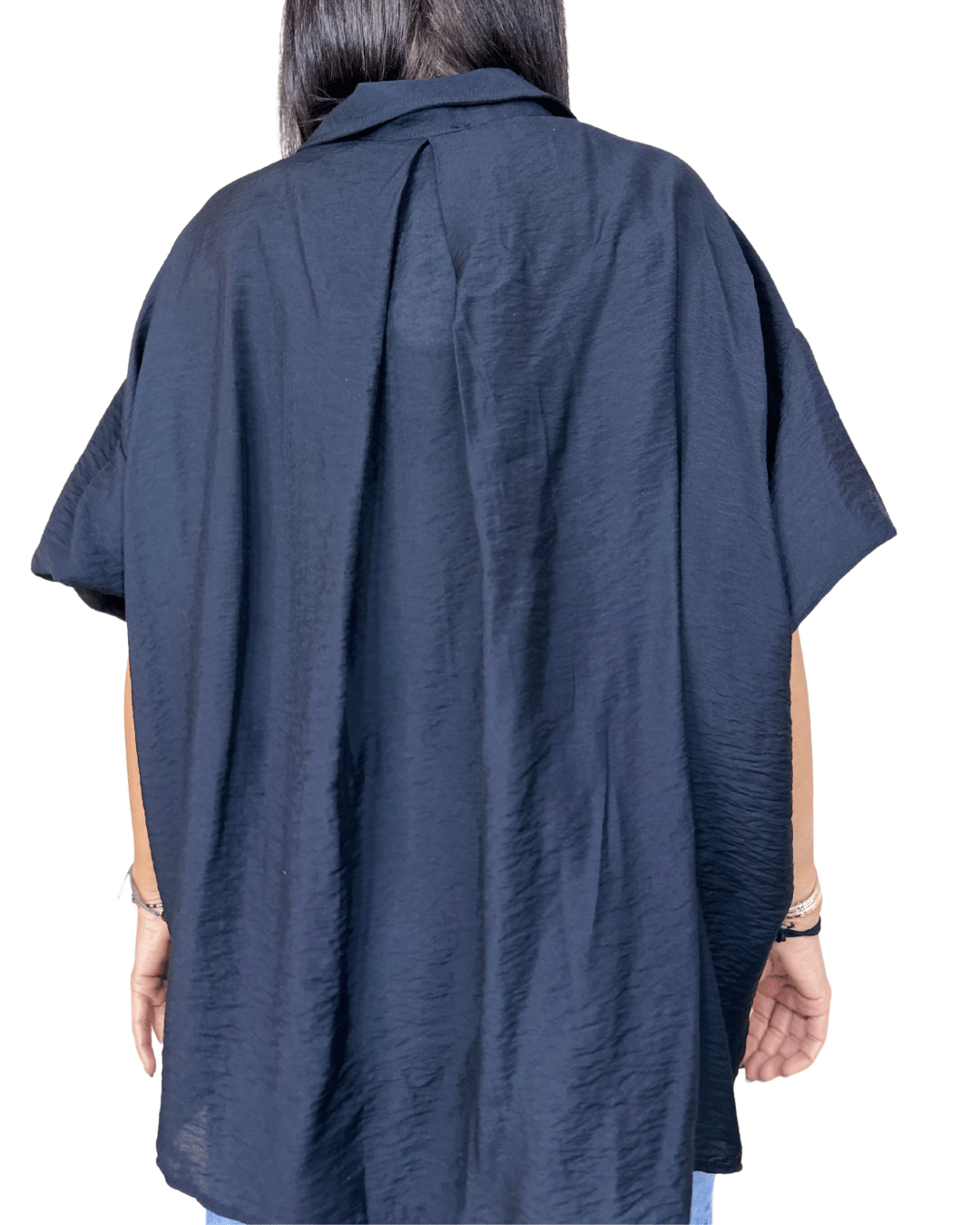 Oversized Textured Black Shirt