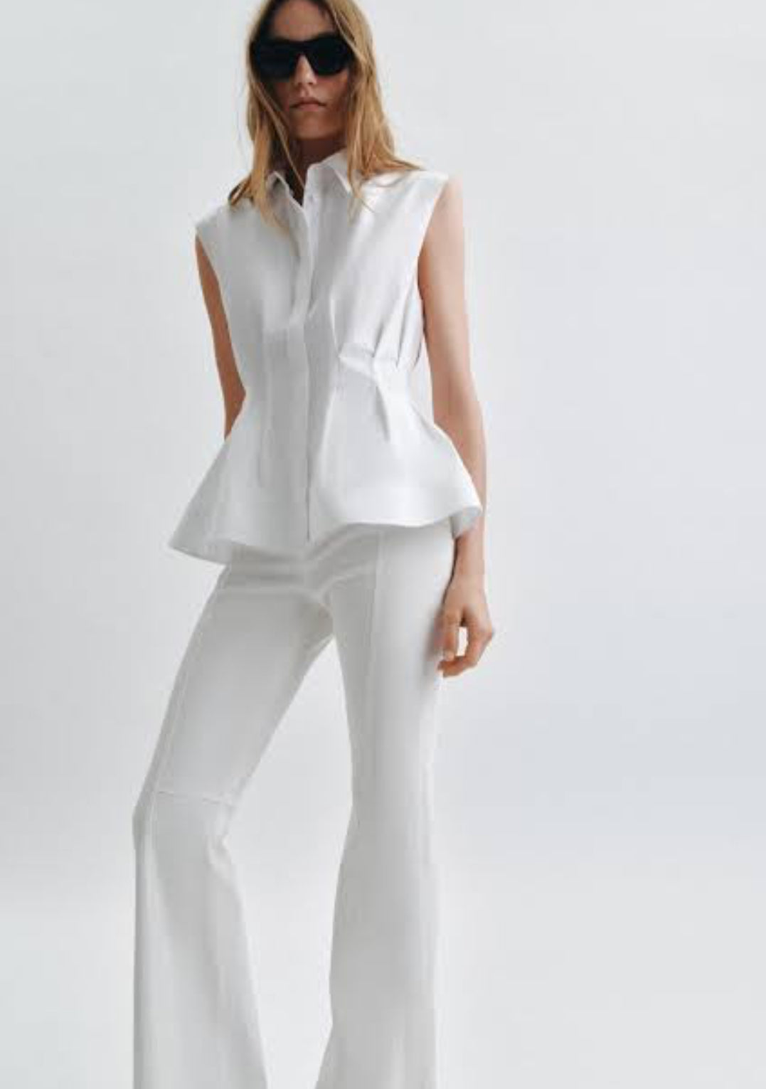 The Sculpted Peplum Shirt White Color
