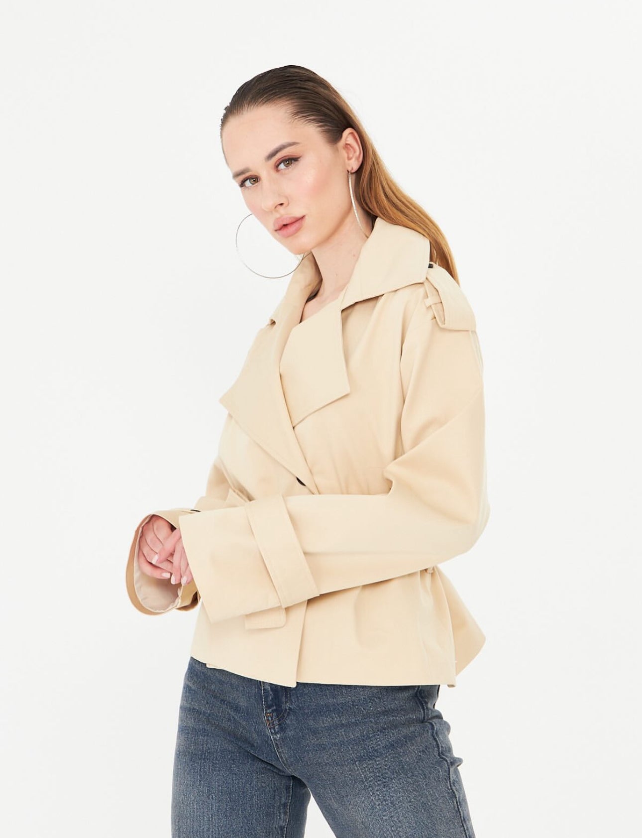 Trench Coat- Beige Color - Oversized