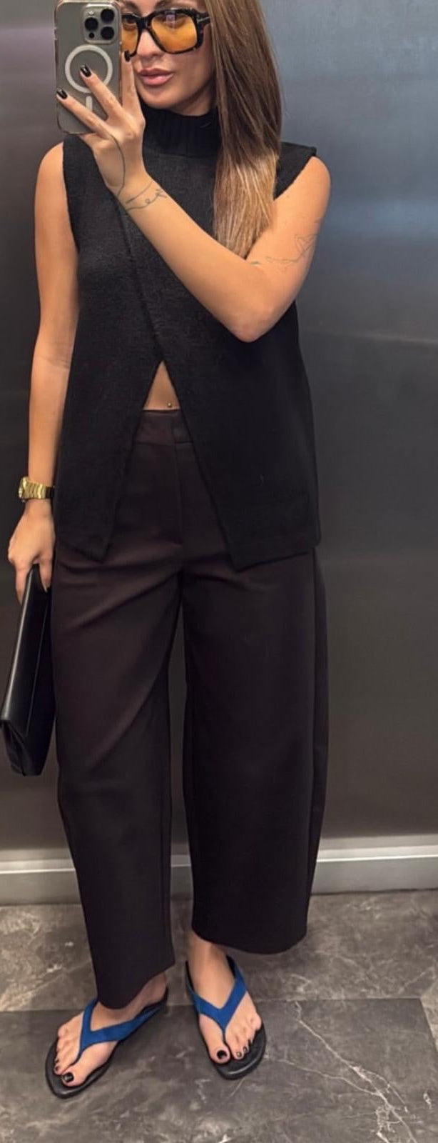 The Sculptural Tailored Balloon Pant -Brown Color -