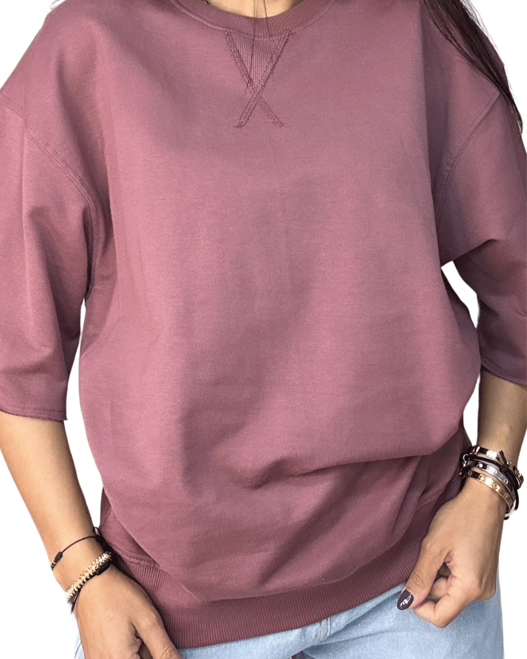 Half-Sleeve Oversized Sweater