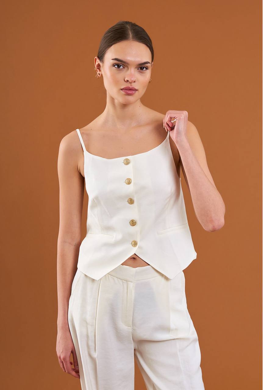 Vest Top - Gold botton