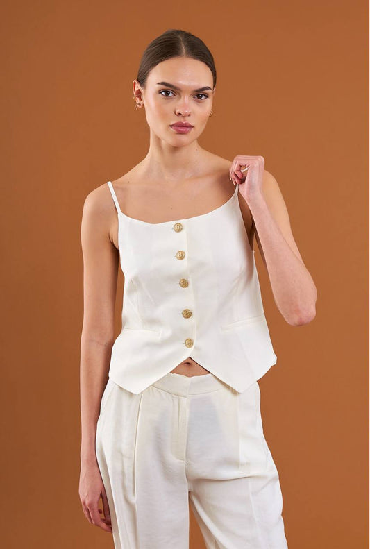 Vest Top - Gold botton