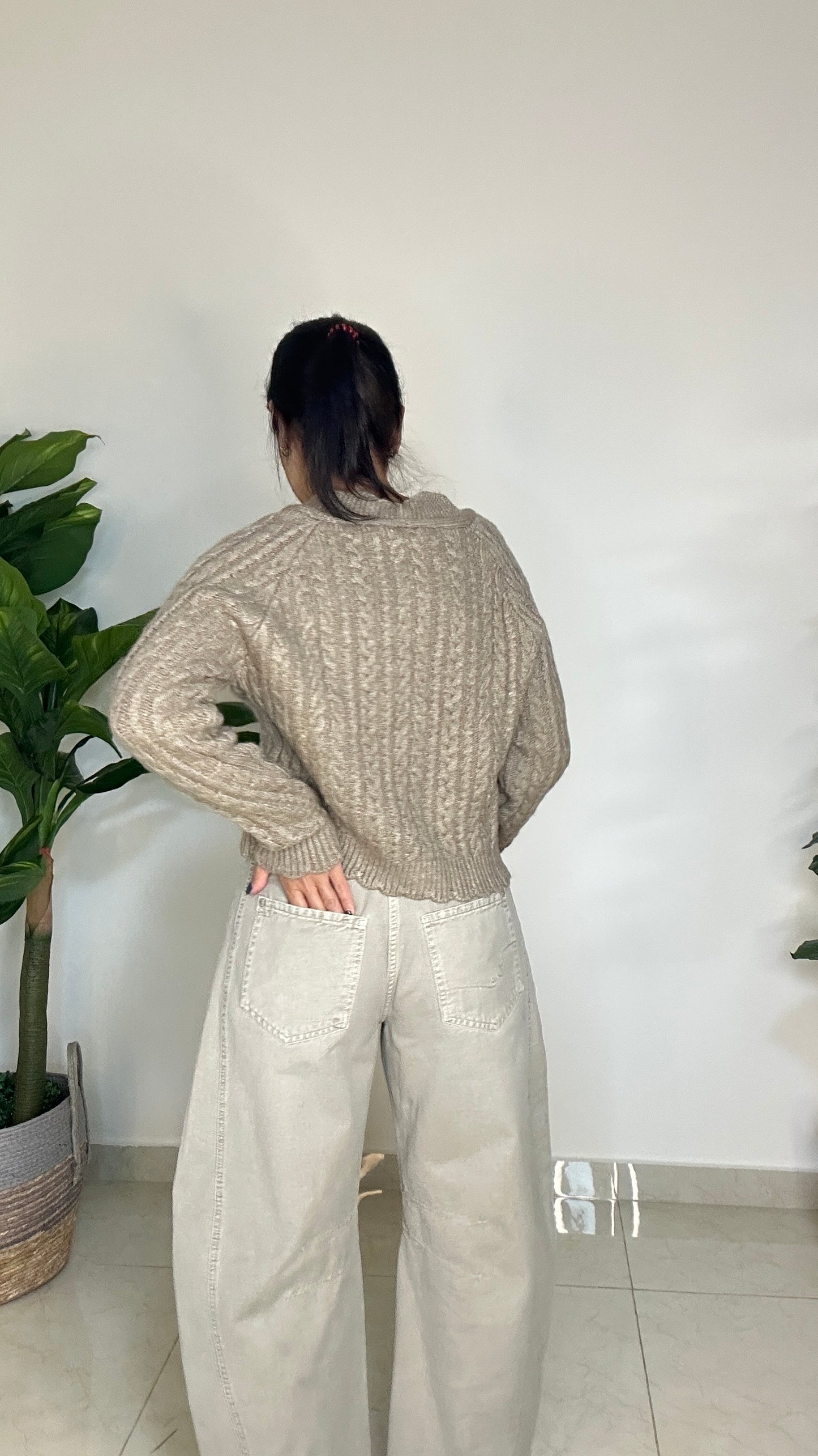 Wool Cardigan - one size - Brown color