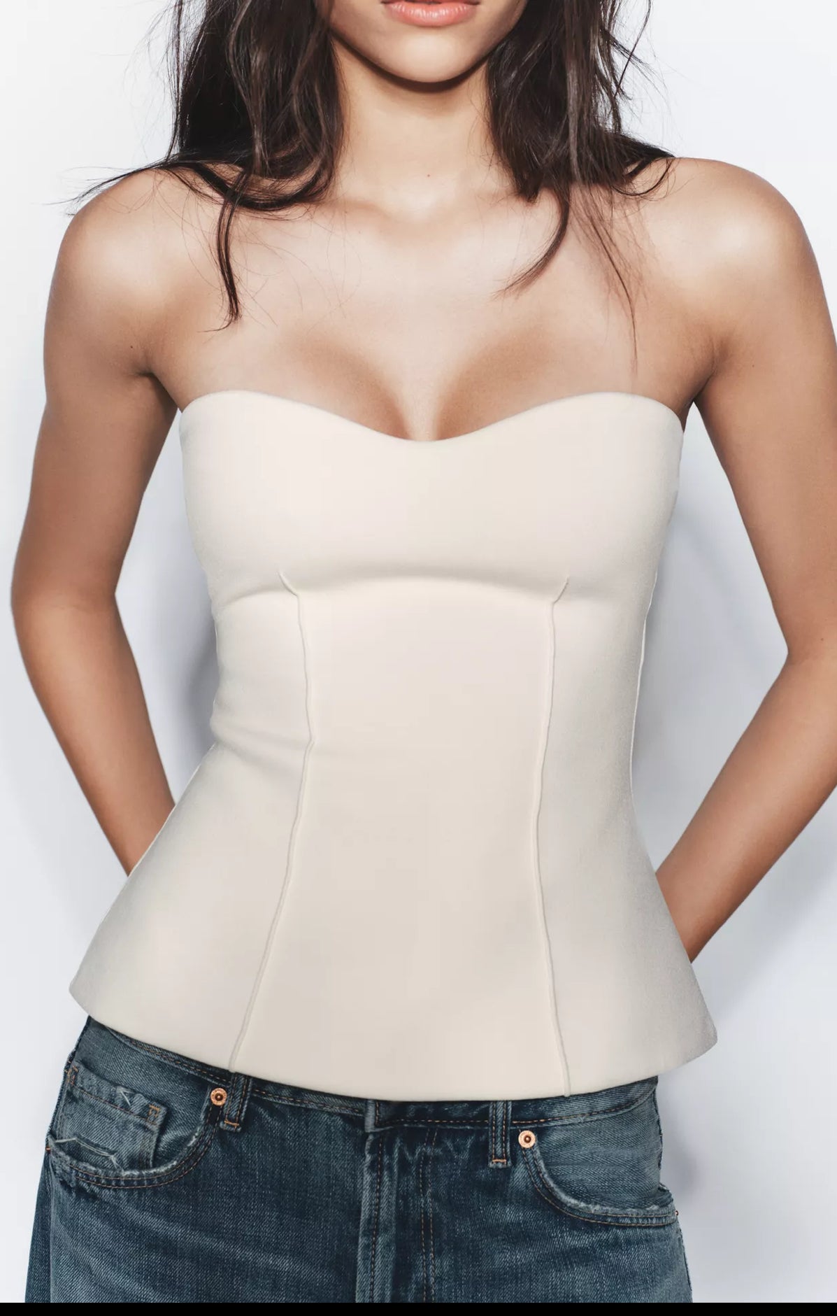 Toff Strapless Corset Top - Rich White -