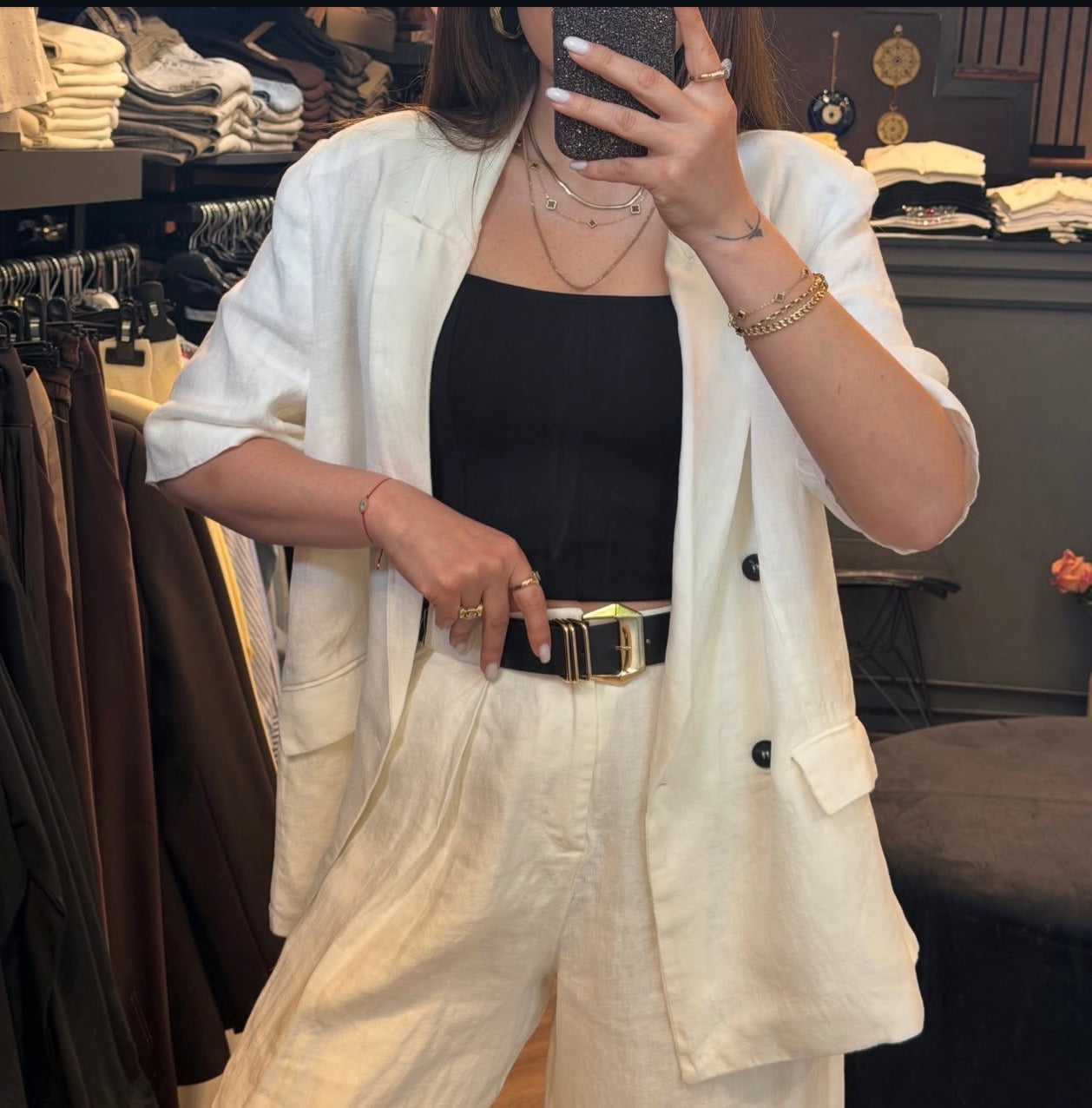 Monaco Short-Sleeve Blazer & Wide-Leg Trouser Set