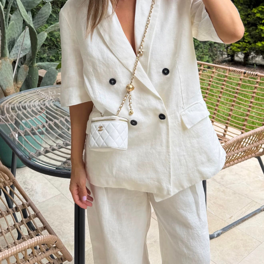 Monaco Short-Sleeve Blazer & Wide-Leg Trouser Set