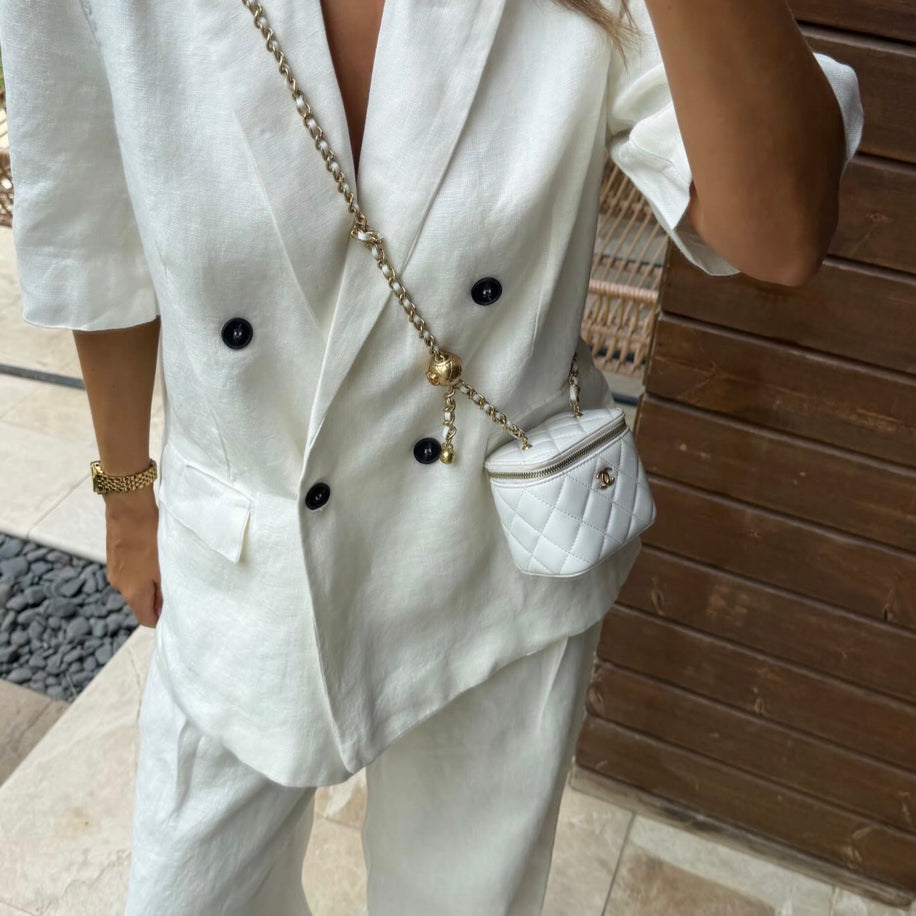 Monaco Short-Sleeve Blazer & Wide-Leg Trouser Set