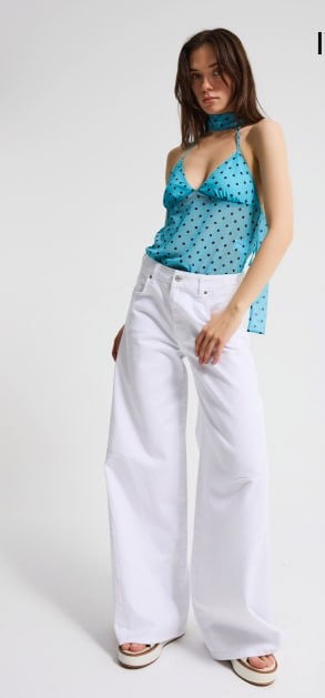 Palazzo White Denim Jeans -Cotton 100%-