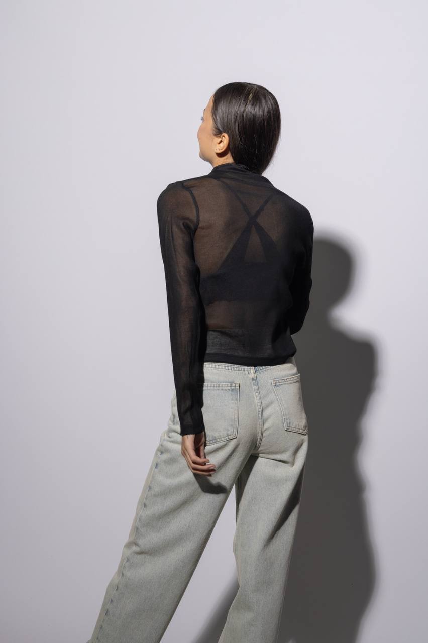This Sheer Top is the perfect Layering piece has arrived - Black Color -