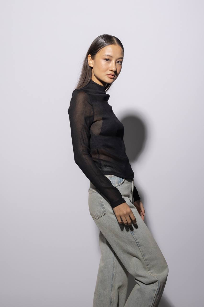 This Sheer Top is the perfect Layering piece has arrived - Black Color -