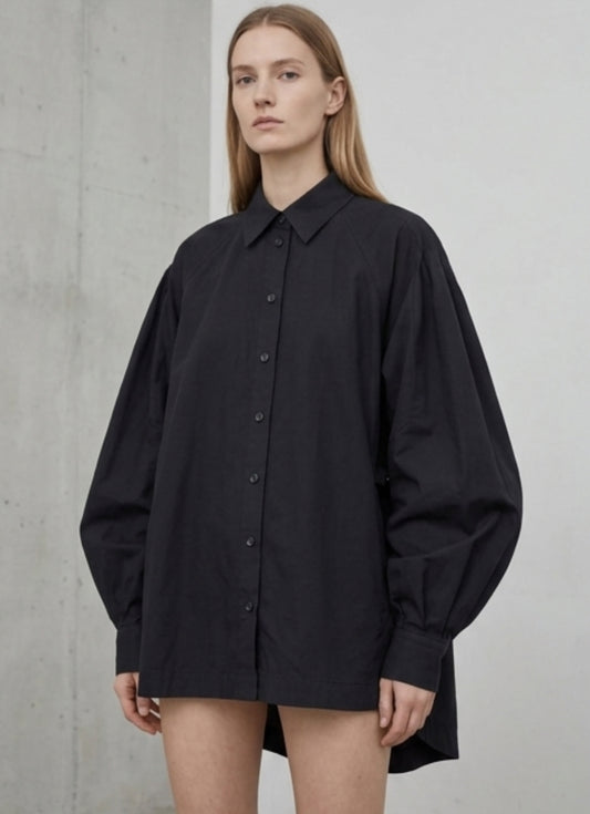 The Sculpted Oversized Shirt -Black Color-
