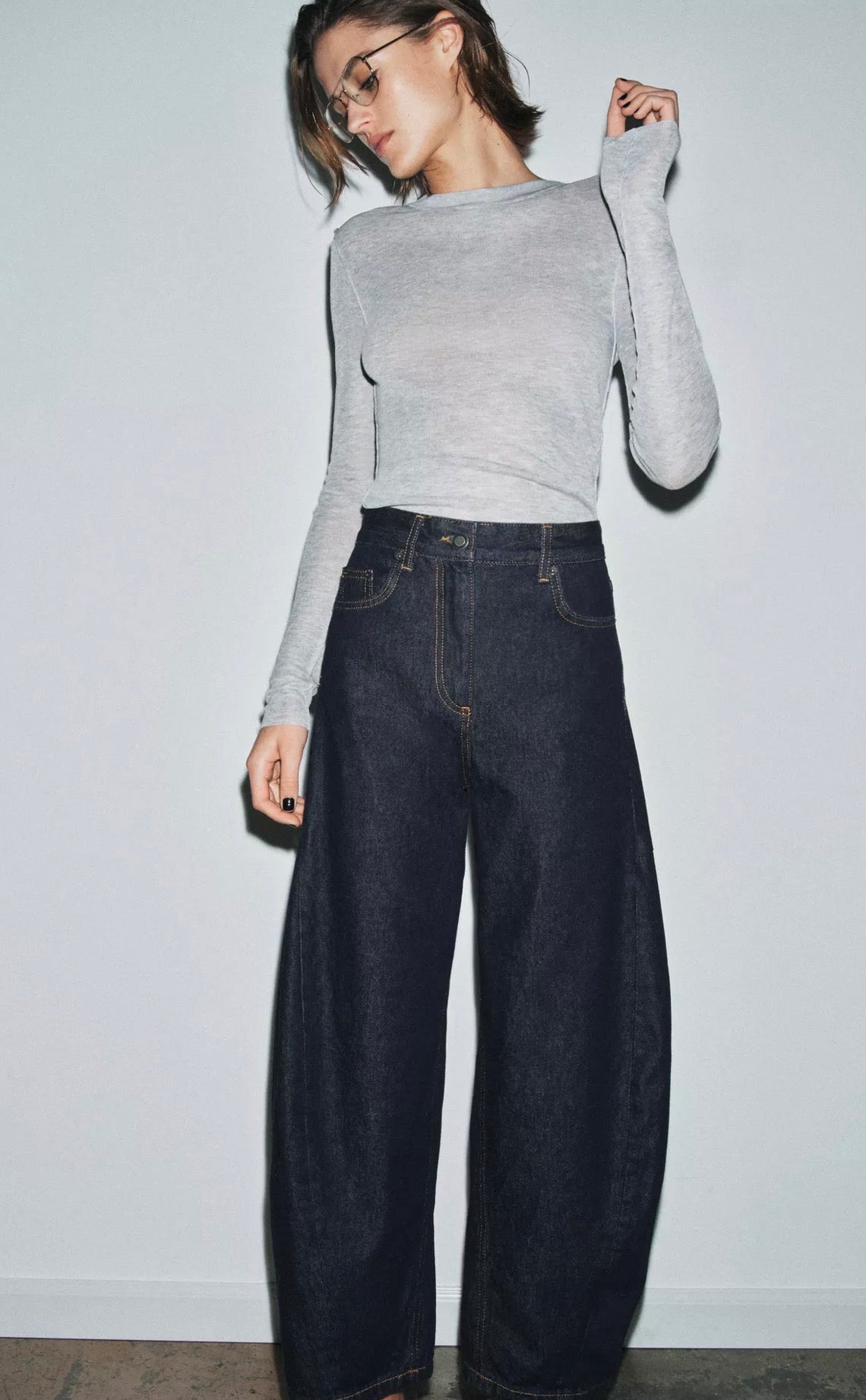 The Retro Acid Barrel Jeans - Dark Blue -
