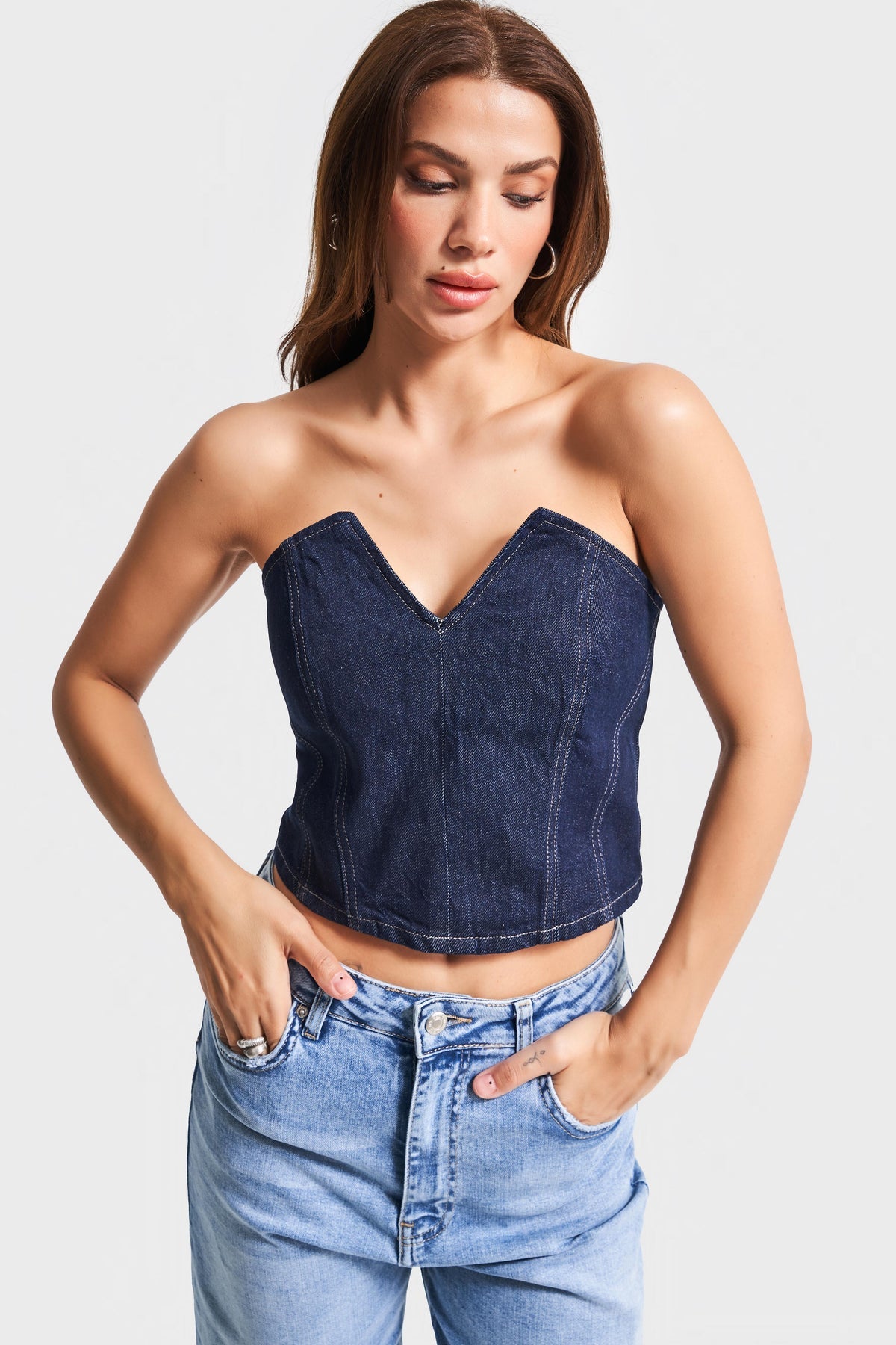 Denim Corset - Zipper