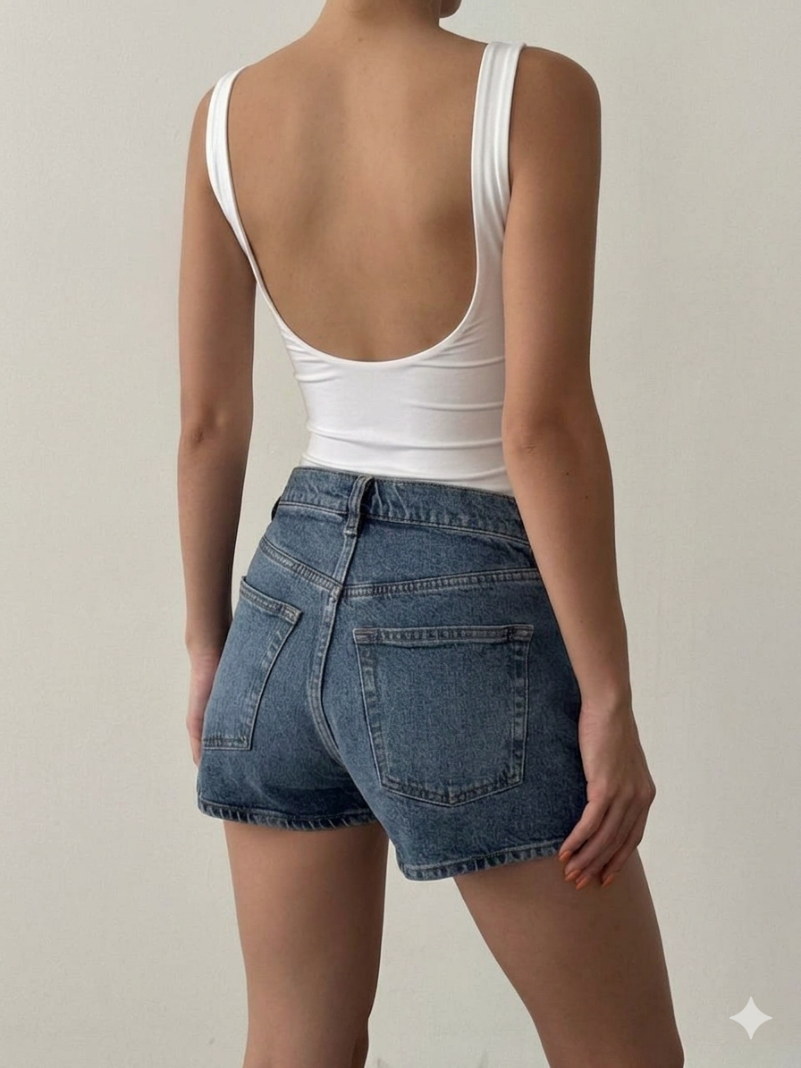 Stella Low-Back Bodysuit – White