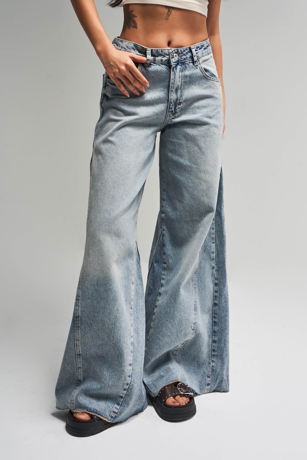 Palazzo Denim - Light Blue - jeans 100% Cotton