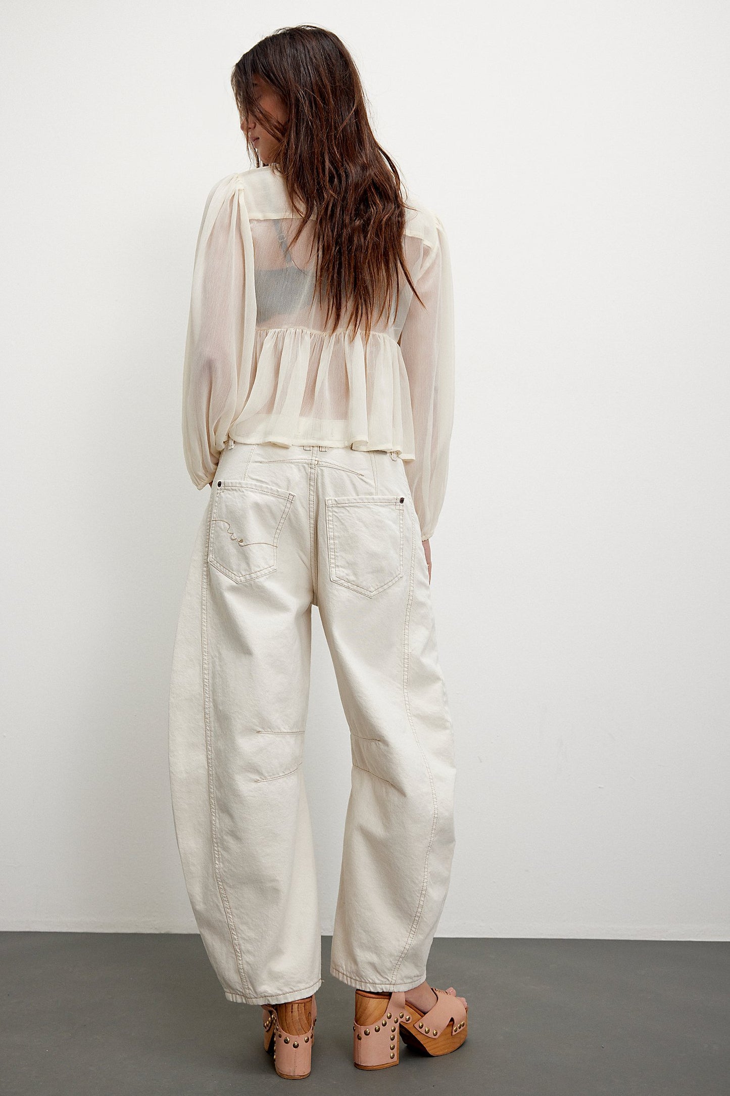 Denim Barrel Jeans - White Color