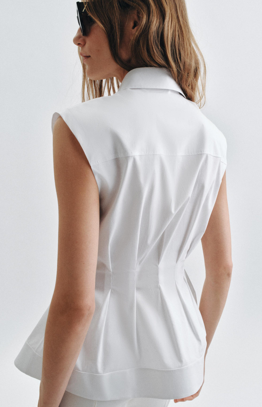 The Sculpted Peplum Shirt White Color