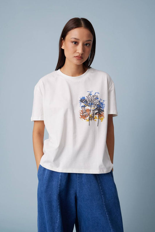 Tropical Graphic Cotton Tee – Relaxed Fit