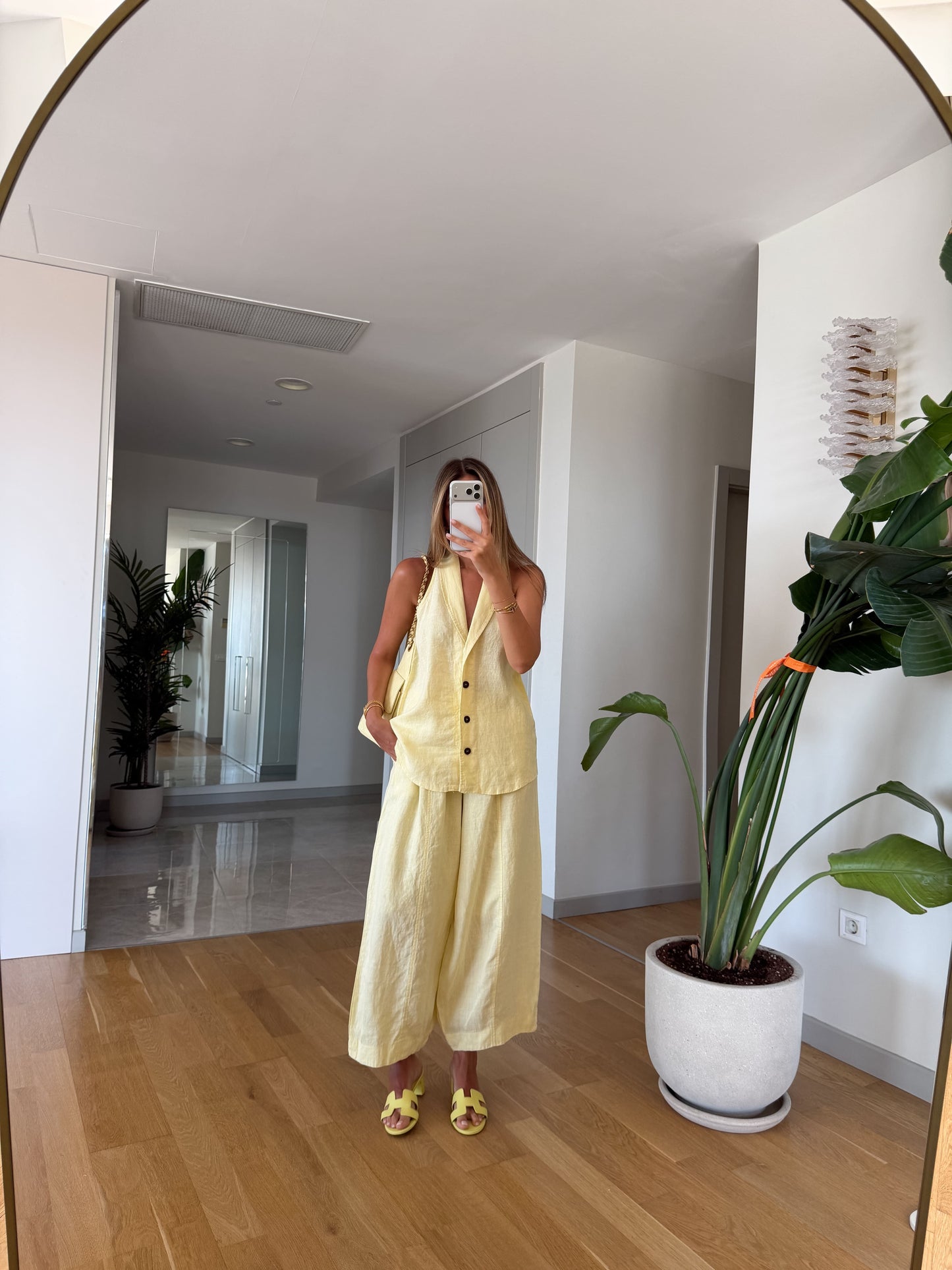 The Resort Halter & Wide-Leg Linen Set in Paste Butter Yellow