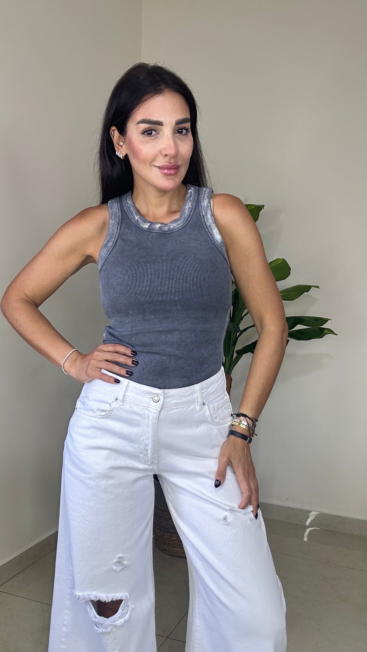 Washed Grey - I-shirt - one size Fit S to M