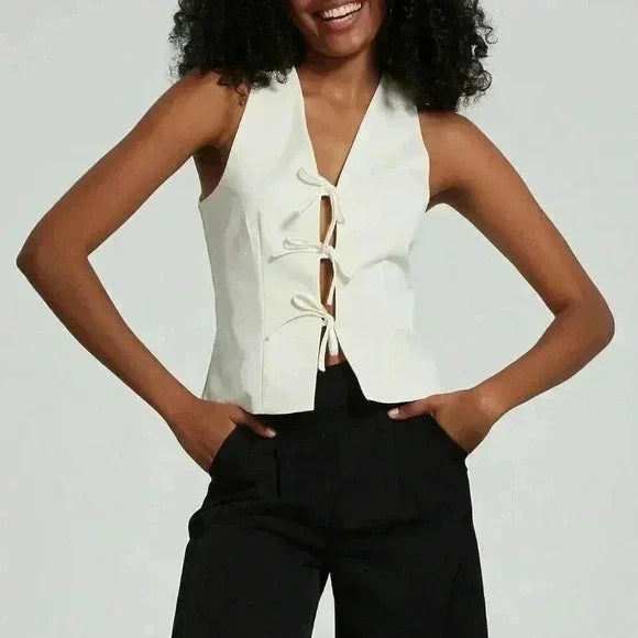The Coquette Tailored Tie-Front Vest