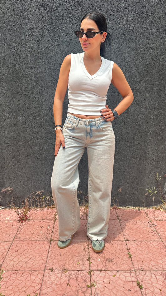 The Ultra-Light Blue Wide-Leg Denim Jeans