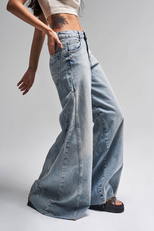 Palazzo Denim - Light Blue - jeans 100% Cotton