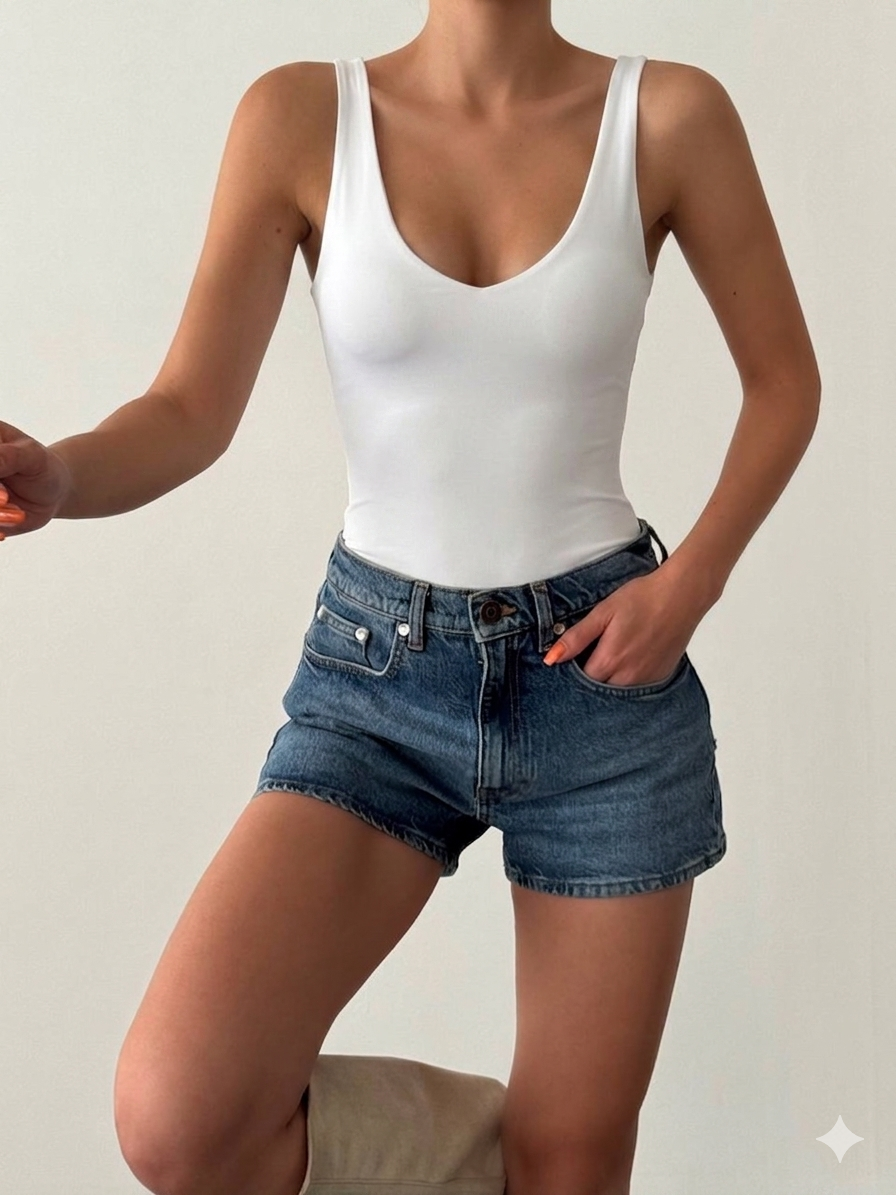 Stella Low-Back Bodysuit – White