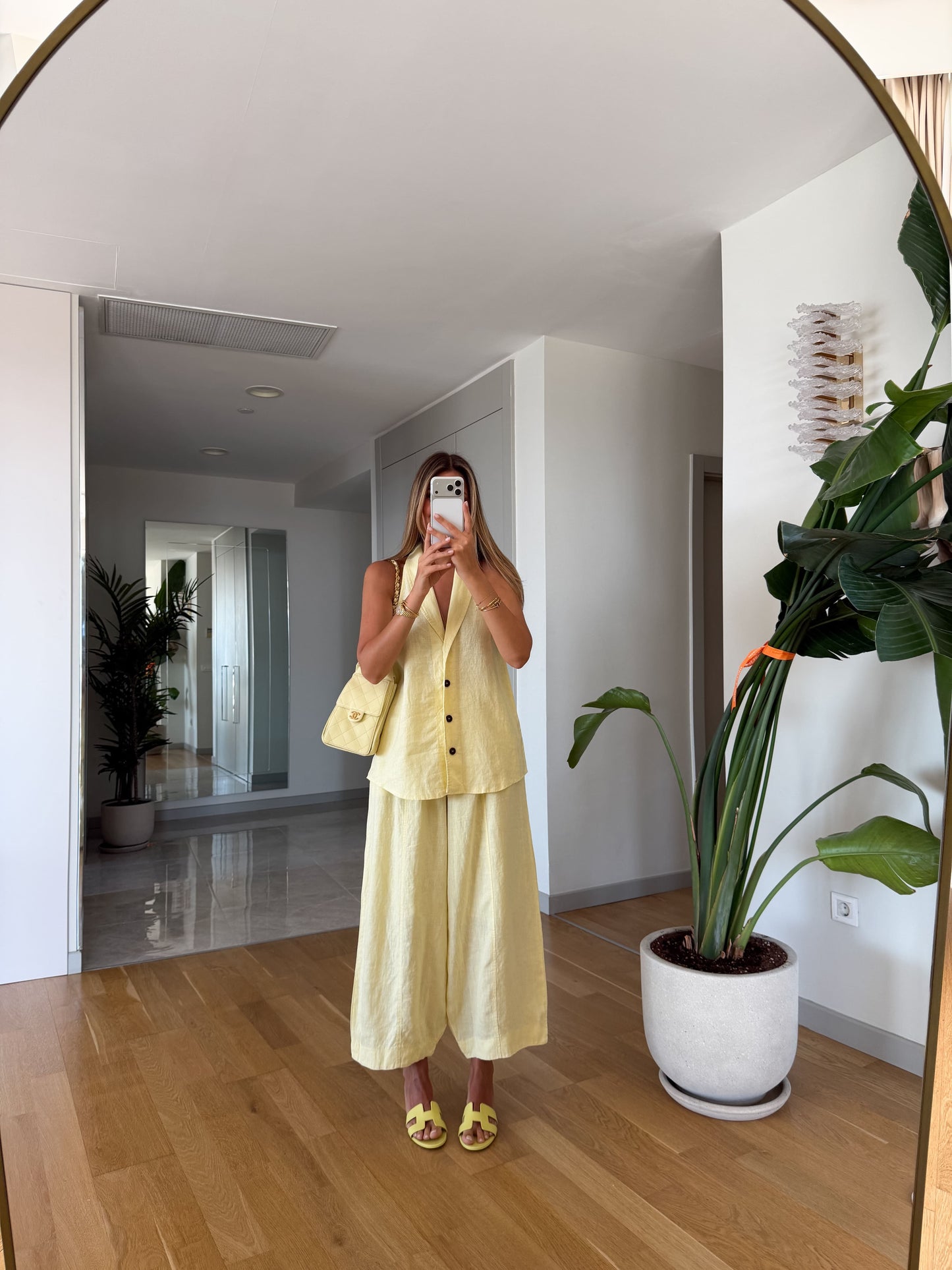 The Resort Halter & Wide-Leg Linen Set in Paste Butter Yellow