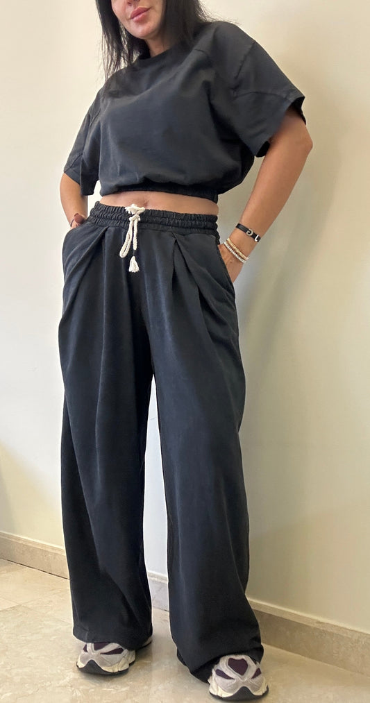 Premium 100% Cotton Co-ord Set -Dark Grey -