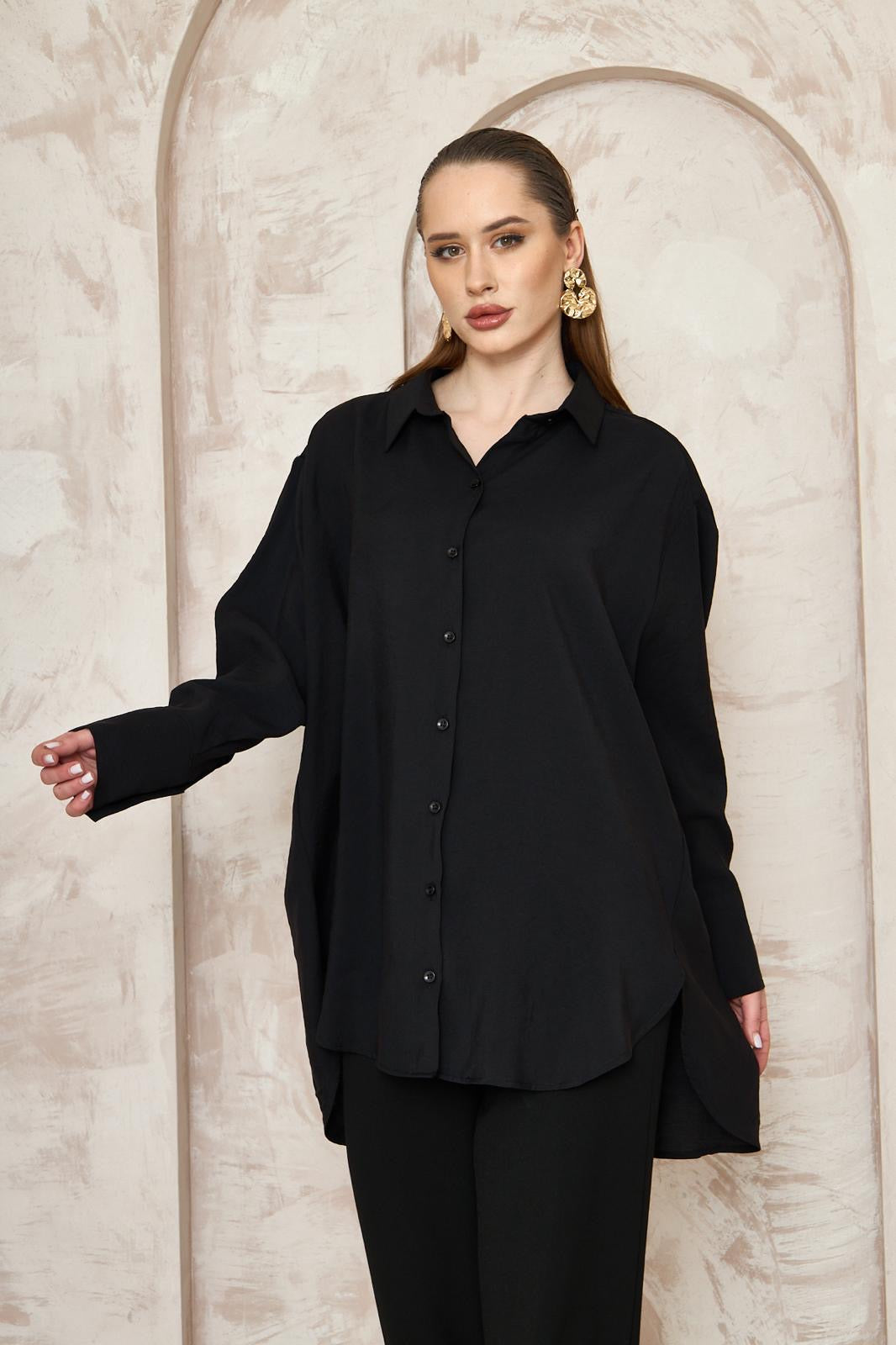 Luxe Soft-Satin Boyfriend Shirt Oversized