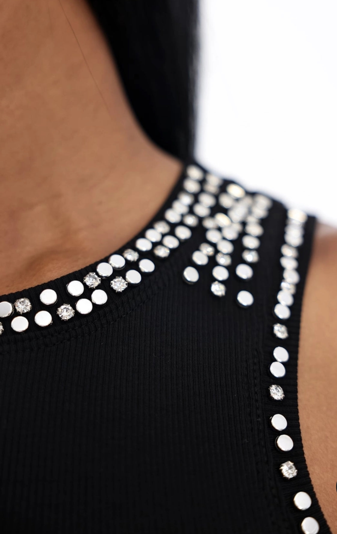 The Shimmer Knit Glam Tank -Black Color -