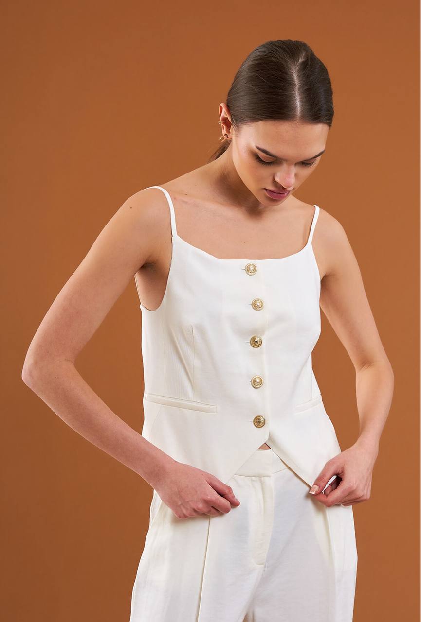 Vest Top - Gold botton