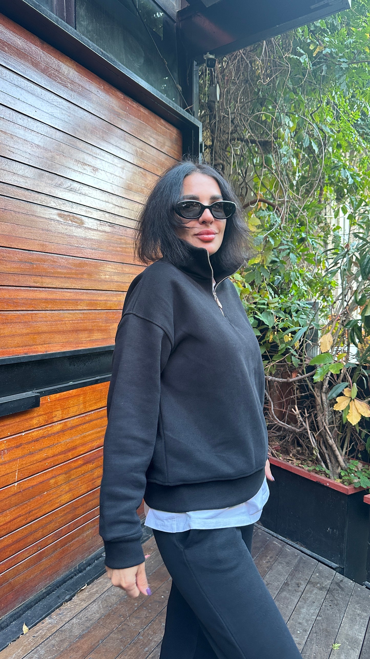 Sweatsuit Black Color - Elastic Waist