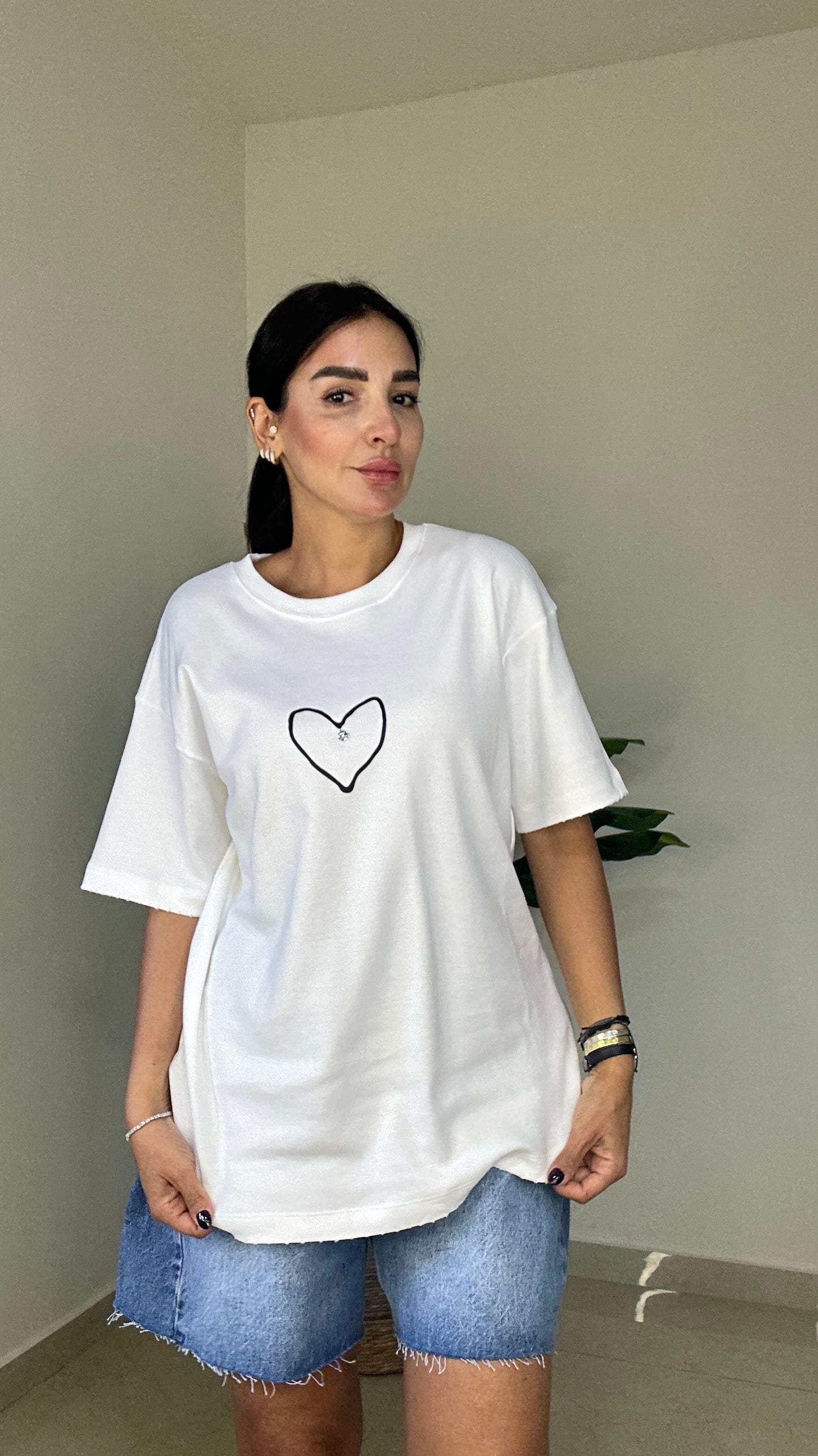 T-Shirt BONJOURNO - White color - OVERSIZED