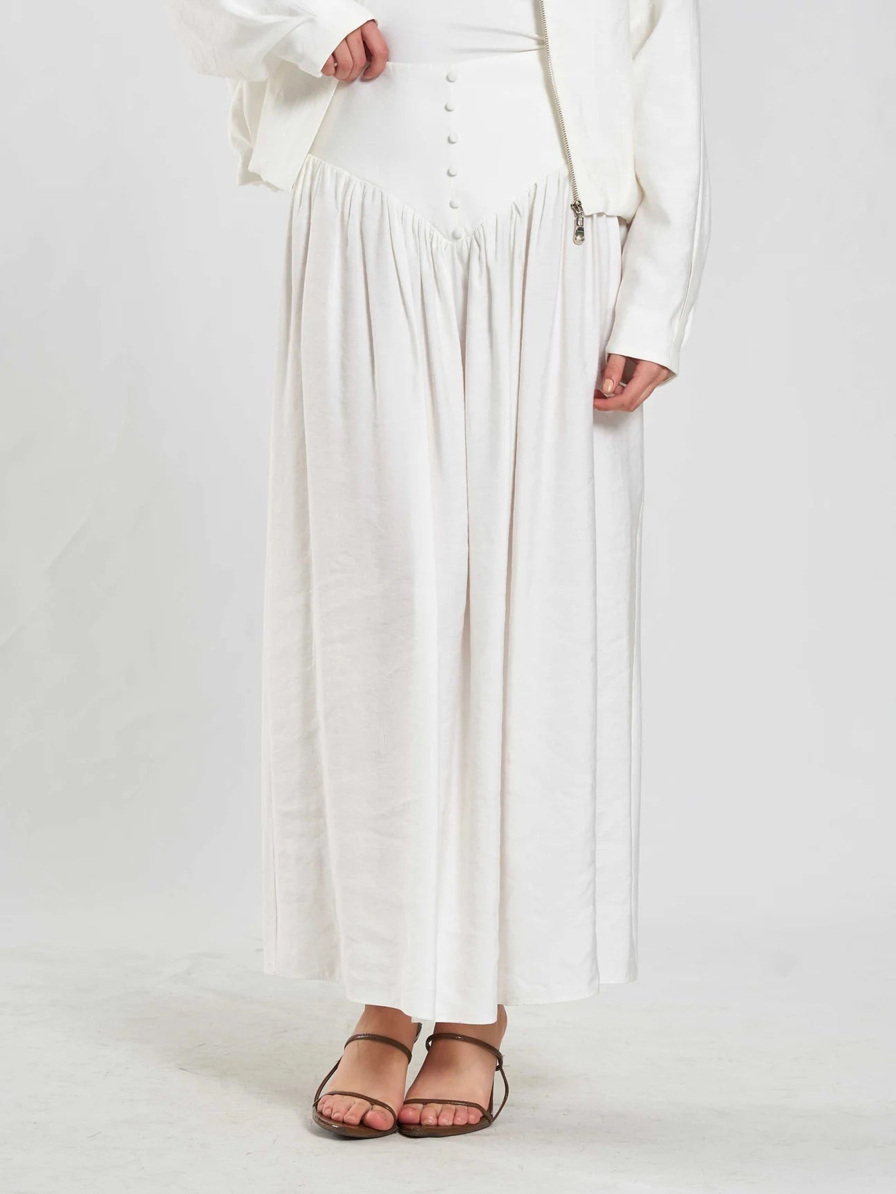 Ivory Corset-Waist Occasion Skirt