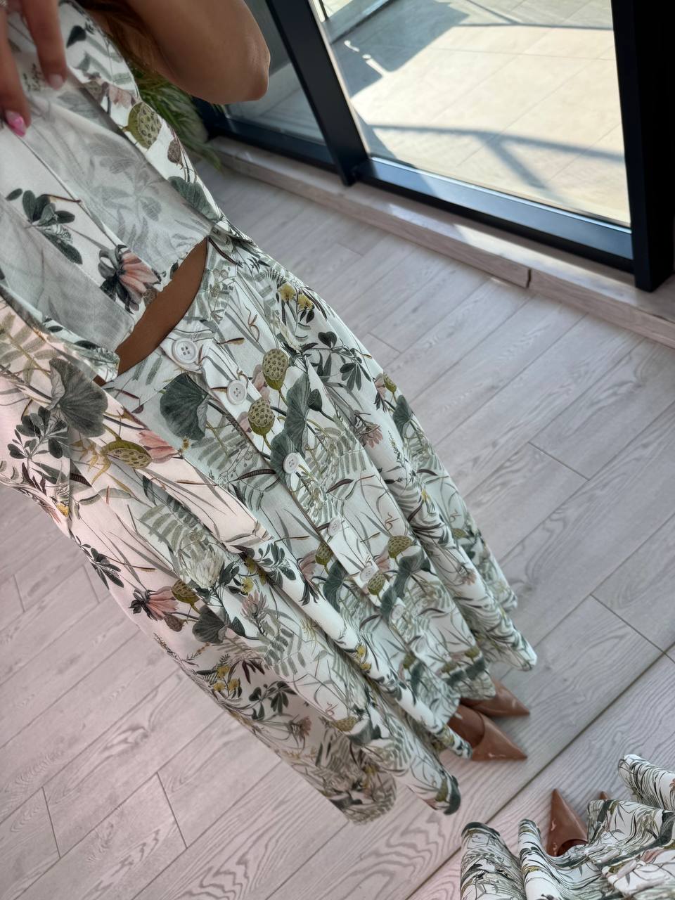 Botanical Print Linen Two-Piece Set