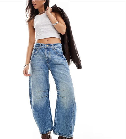 Barrel Jeans - Denim washed Blue