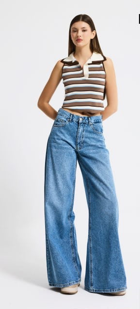 Palazzo Blue Denim Jeans -Cotton 100%-