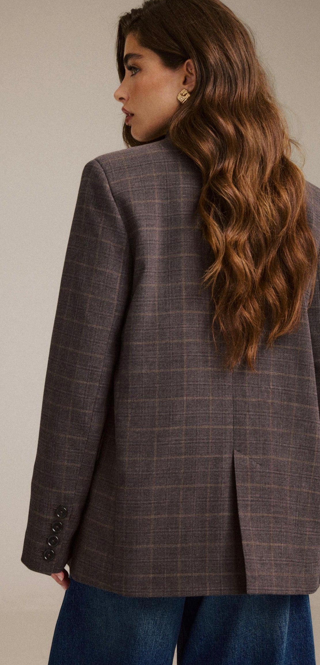 Tailored Asymmetric Stand-Collar Blazer