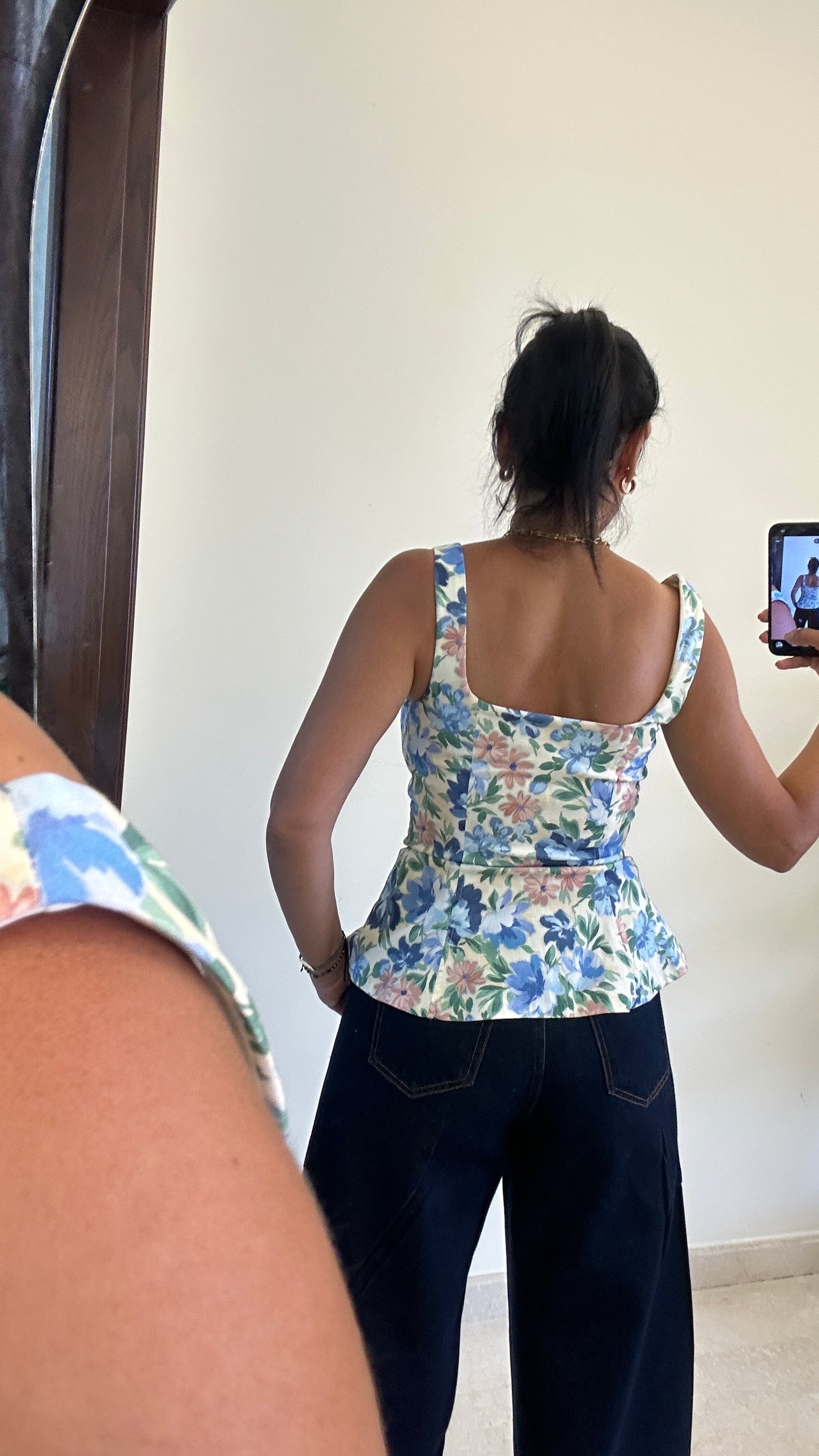 Camilla Floral Zippered Peplum Top